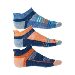 Saucony Men's Inferno Merino Wool No Show Tab Socks - Orange/Blue -3-pack