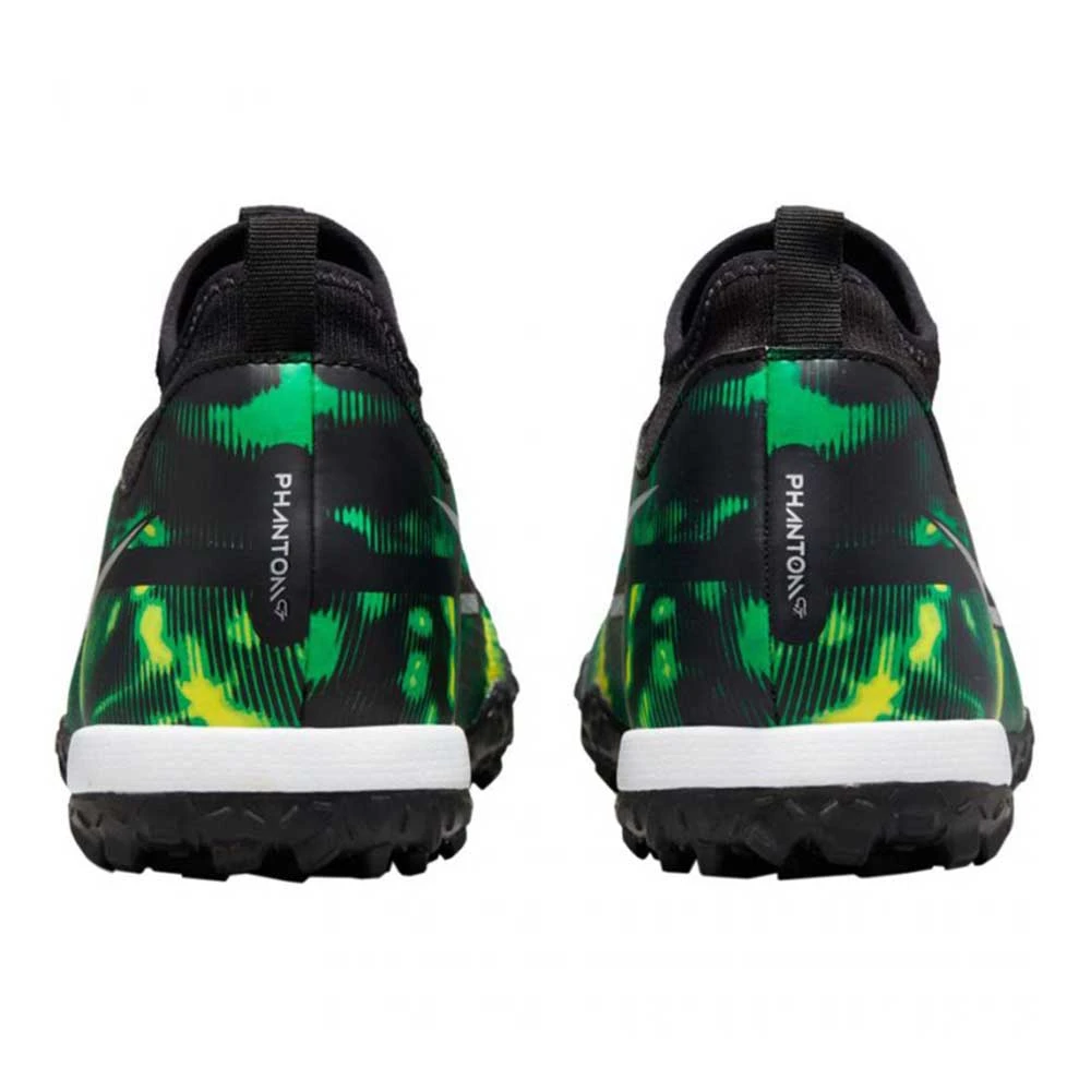 Nike JR Phantom GT2 DF SW TF Soccer Shoe - Black/Mtlc Platinum/Green Strike 6 Nike JR Phantom GT2 DF SW TF Soccer Shoe - Black/Mtlc Platinum/Green Strike - Image 6