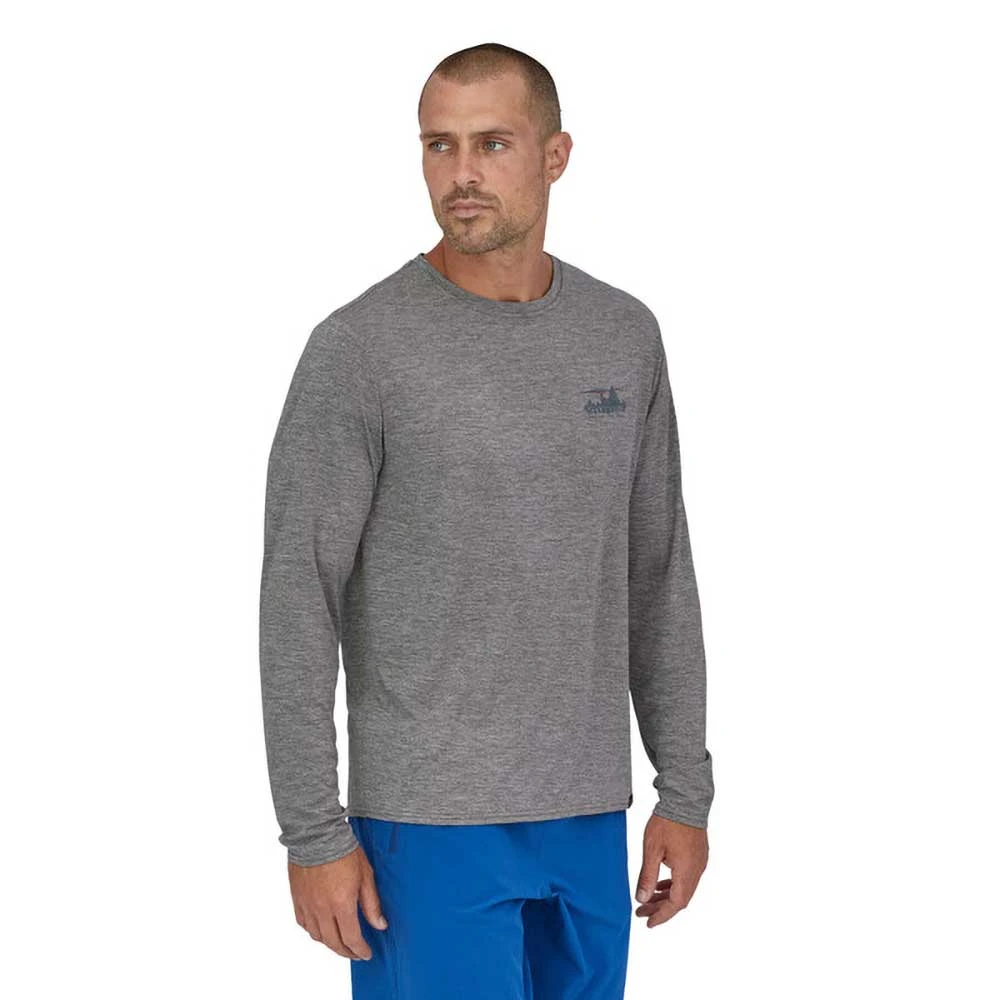 Patagonia Men's Long Sleeved Cap Cool Daily Graphic Shirt - '73 Skyline: Feather Grey 5 Patagonia Men's Long Sleeved Cap Cool Daily Graphic Shirt - '73 Skyline: Feather Grey - Image 5