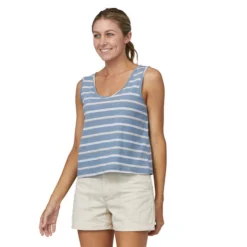 Patagonia Women's Regenerative Organic Certified Cotton Tank - Sunset Stripe:Light Plume Grey